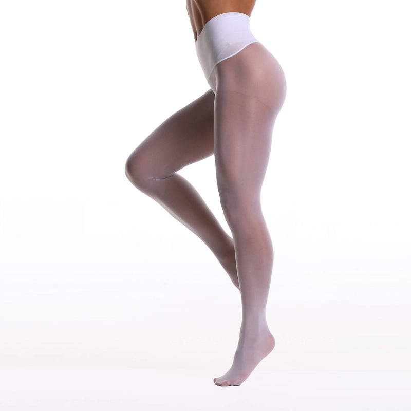 Frola Oil Shiny Stockings Pantyhose 360Â°Seamless Crotch High Waist Smooth Tights for Women(Large,1Pair White) - Image 2